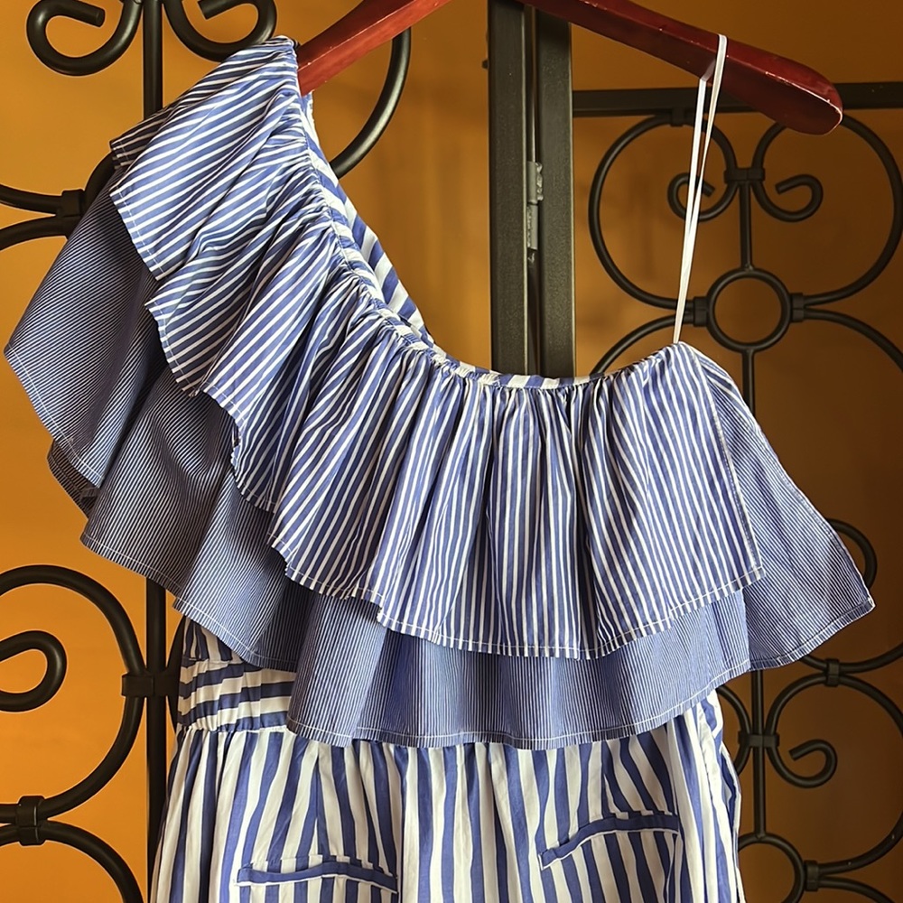 J. CREW One-Shoulder Ruffle Jumpsuit